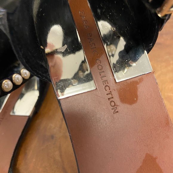 ZARA Pearl Ankle Strap Pointed Toe Flats - Picture 5 of 10